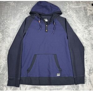 Dravus Mens Hoodie XL Blue Colorblock Henley Pullover Raglan Sleeve Sweatshirt